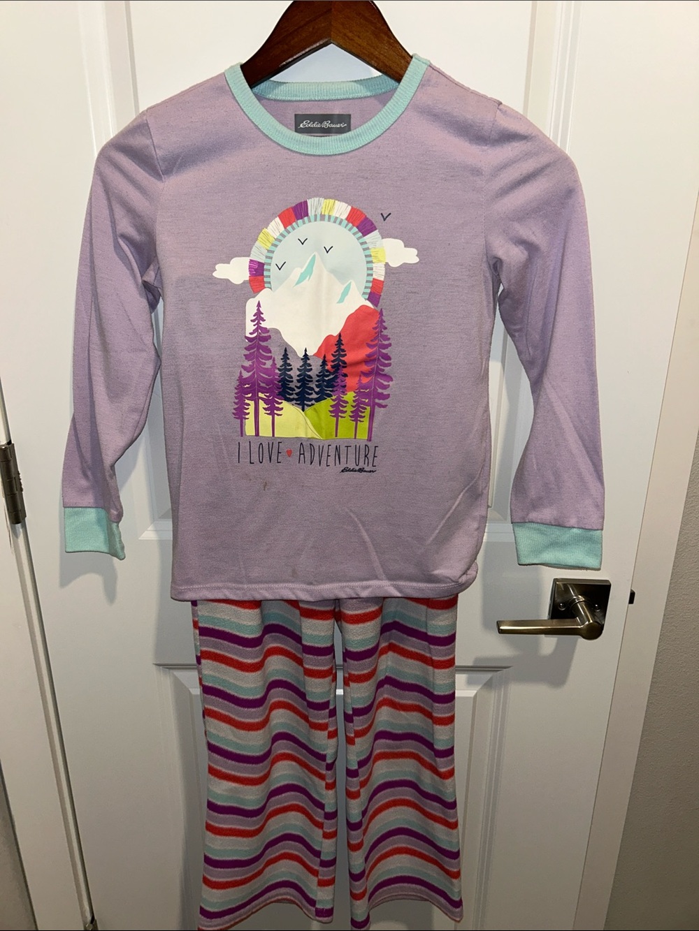 Eddie Bauer Adventure Graphic Kids Pajama Set - Lavender Size 10/12